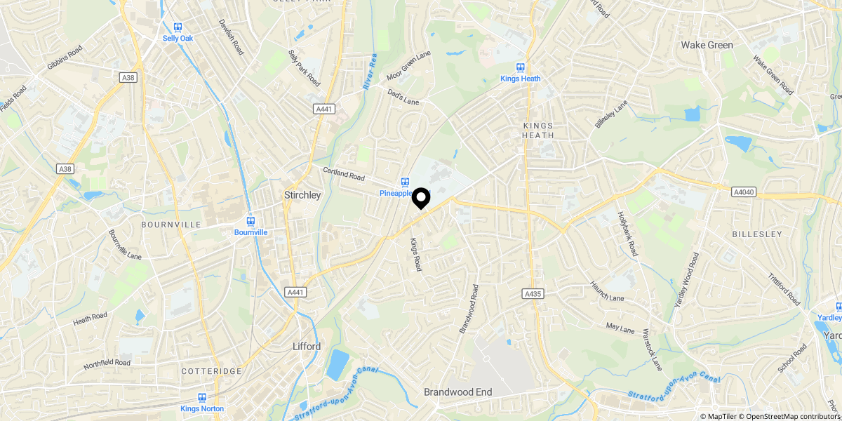 Approximate location of Vicarage Road, Kings Heath, Birmingham, B14 7NN