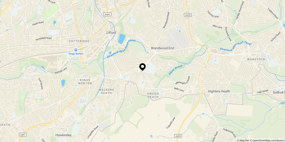 Approximate location of Monyhull Hall Road, Birmingham, B30 3QJ