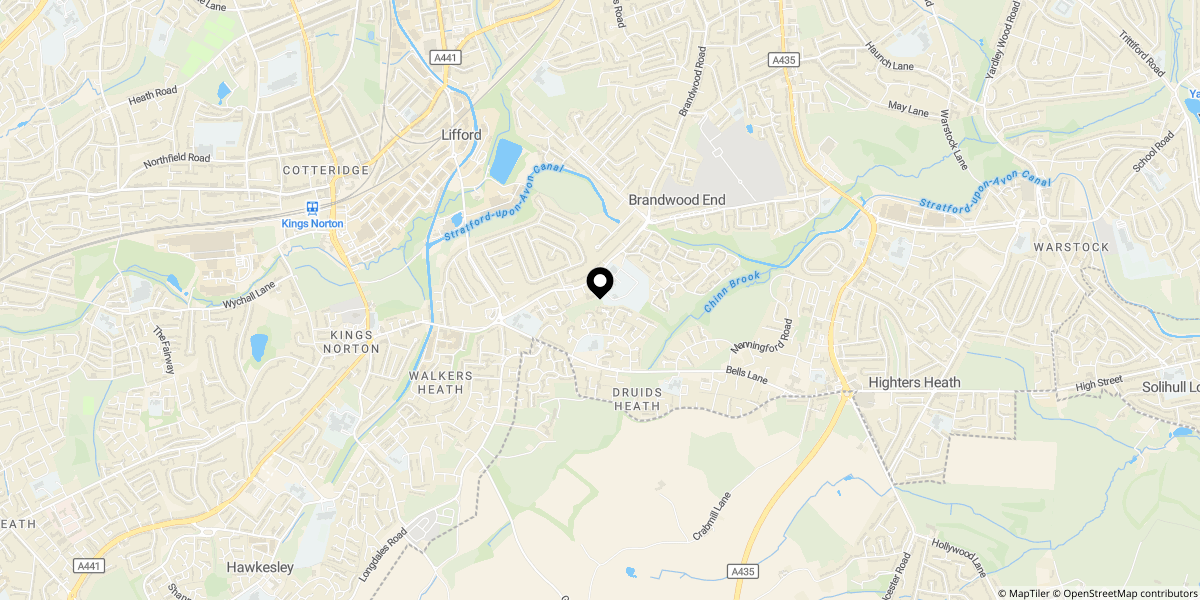 Approximate location of Monyhull Hall Road, Birmingham, B30 3QJ