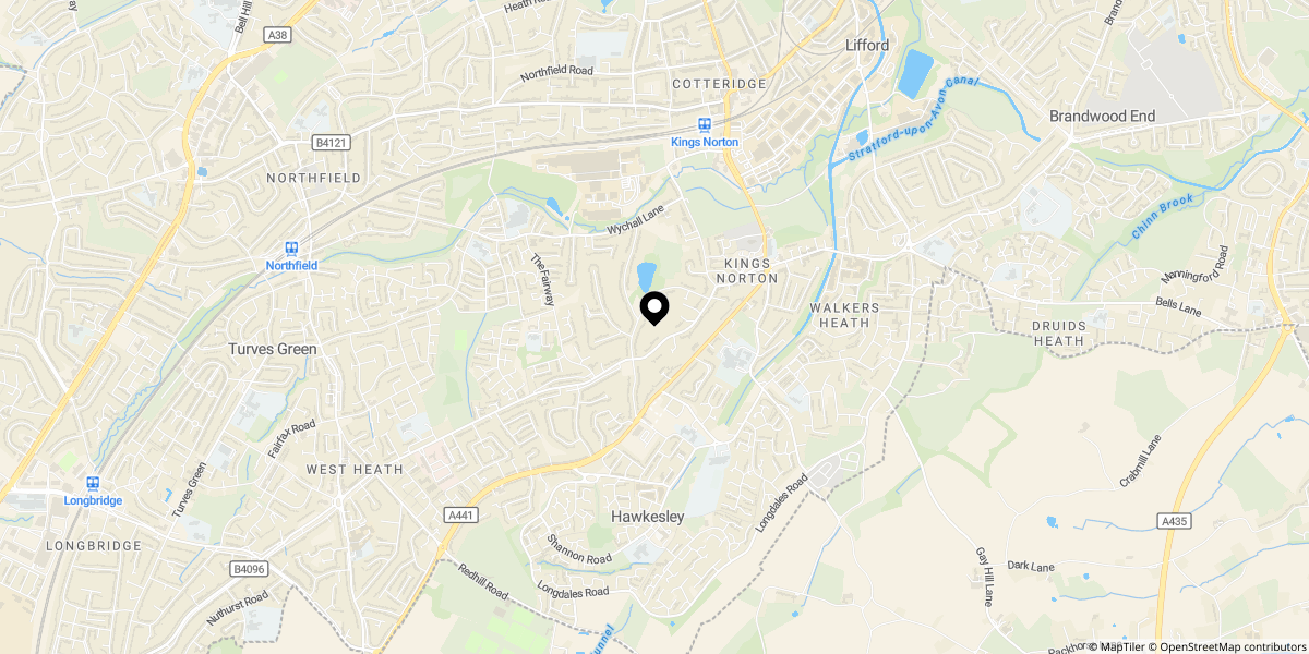 Approximate location of Redditch Road, Kings Norton, Birmingham, B38 8RH