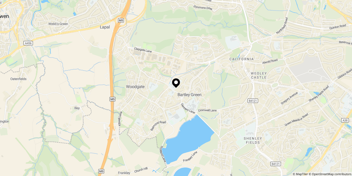 Approximate location of Eves Croft, Birmingham, B32 3QL