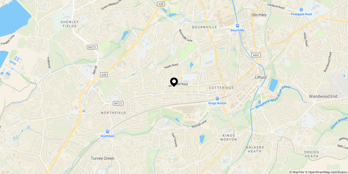 Approximate location of Northfield Road, Tennis Court, Kings Norton, Birmingham, B30 1EA