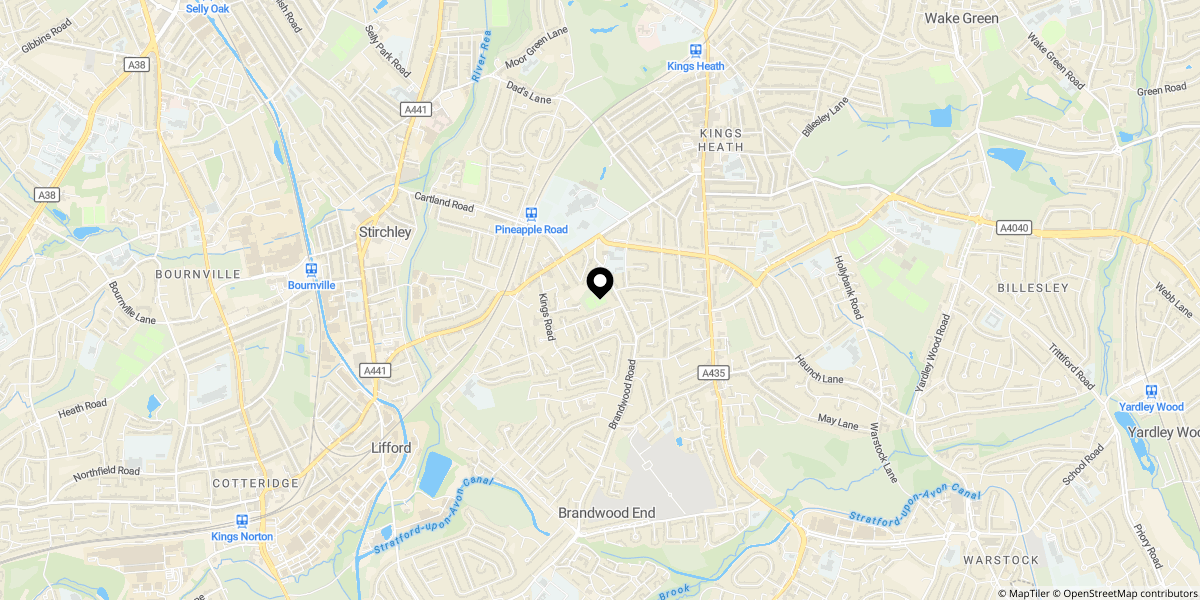 Approximate location of Grove Road, Kings Heath, Birmingham, B14 6SX