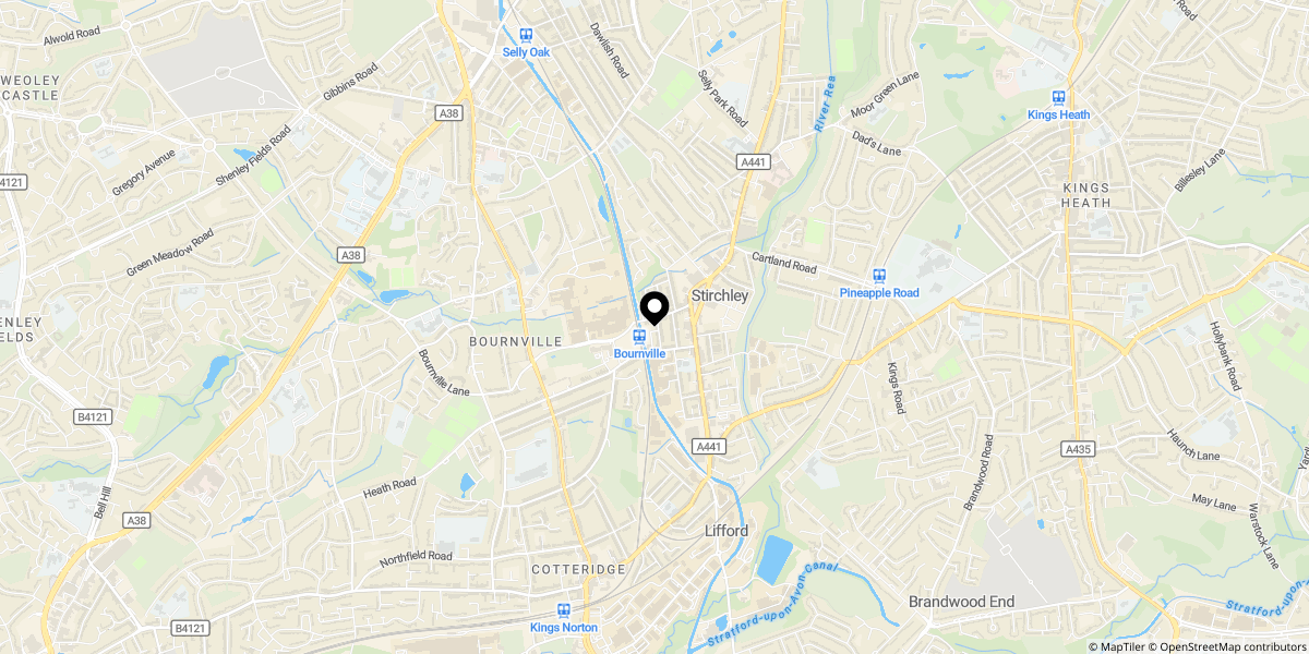 Approximate location of Oxford Street, Stirchley, Birmingham, B30 2LE