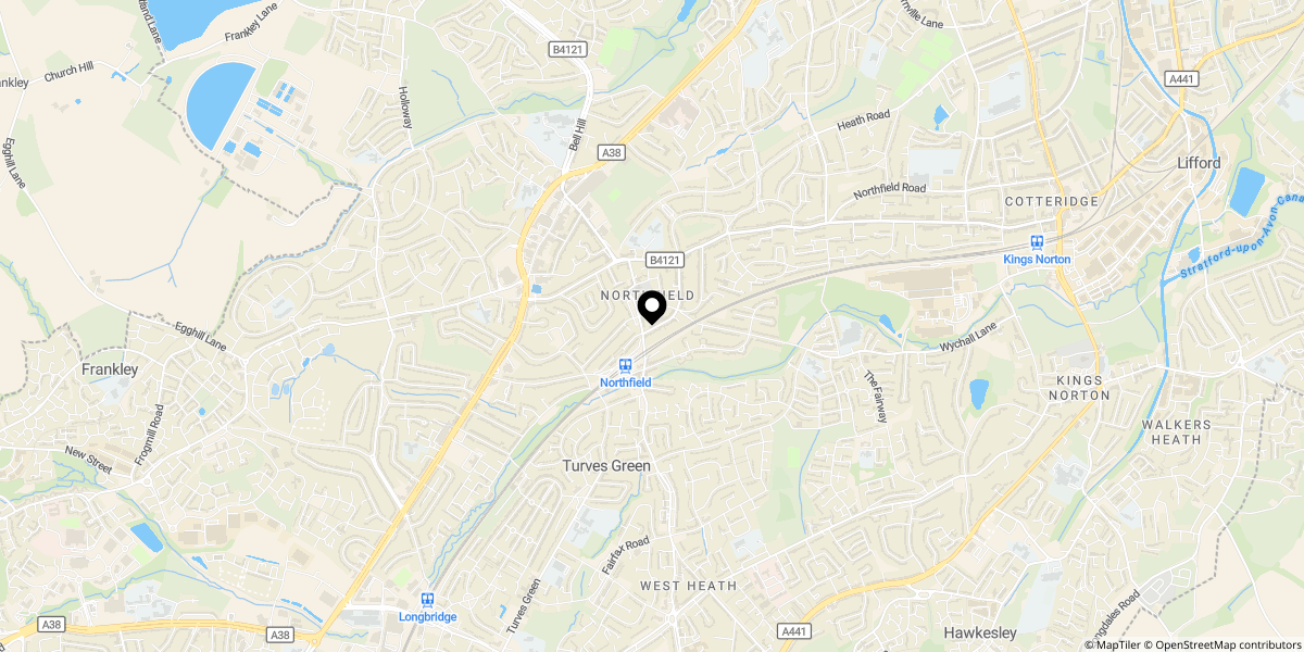 Approximate location of St Laurence Mews, Northfield, Birmingham, B31 2HT