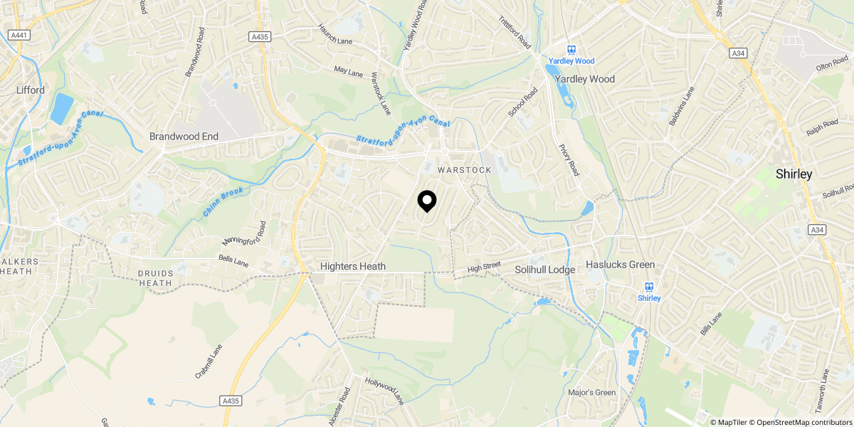 Approximate location of Prince Of Wales Lane, Birmingham, B14 4LW