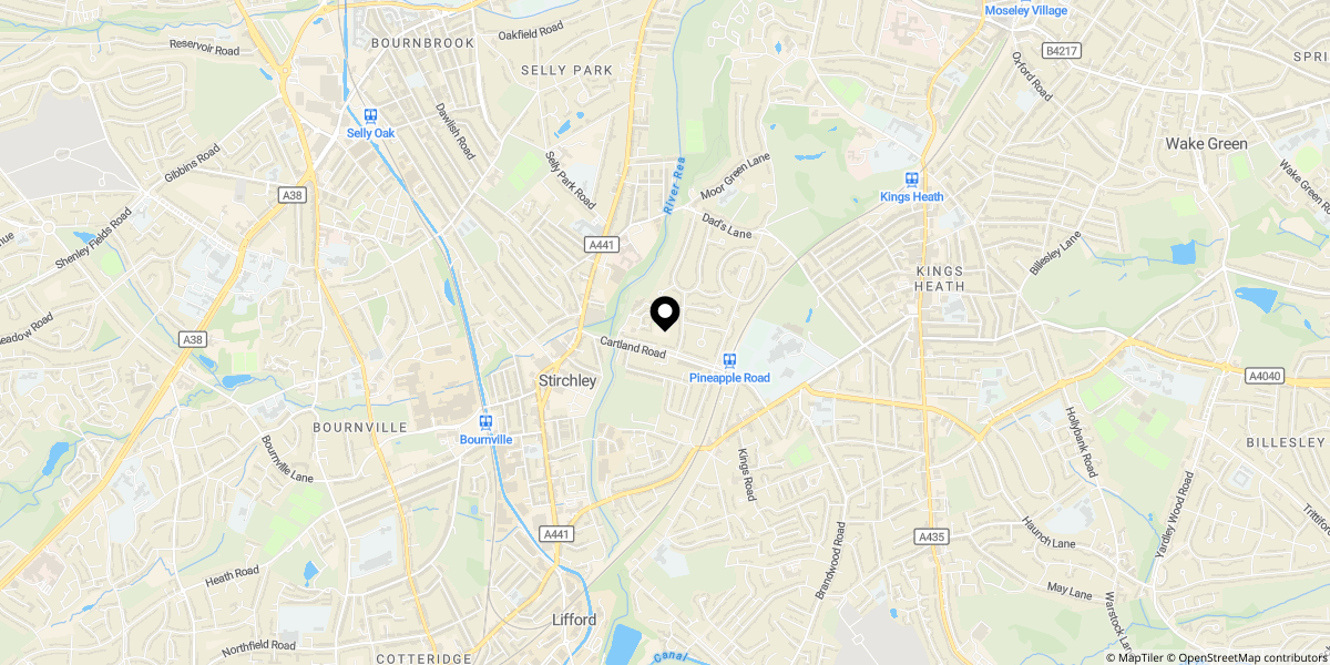Approximate location of Ashbrook Grove, Stirchley, Birmingham, B30 2XD