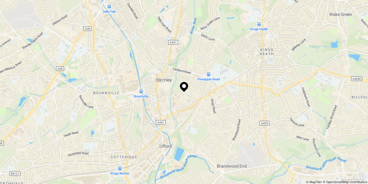 Approximate location of Edwin Road, Stirchley, Birmingham, B30 2RN