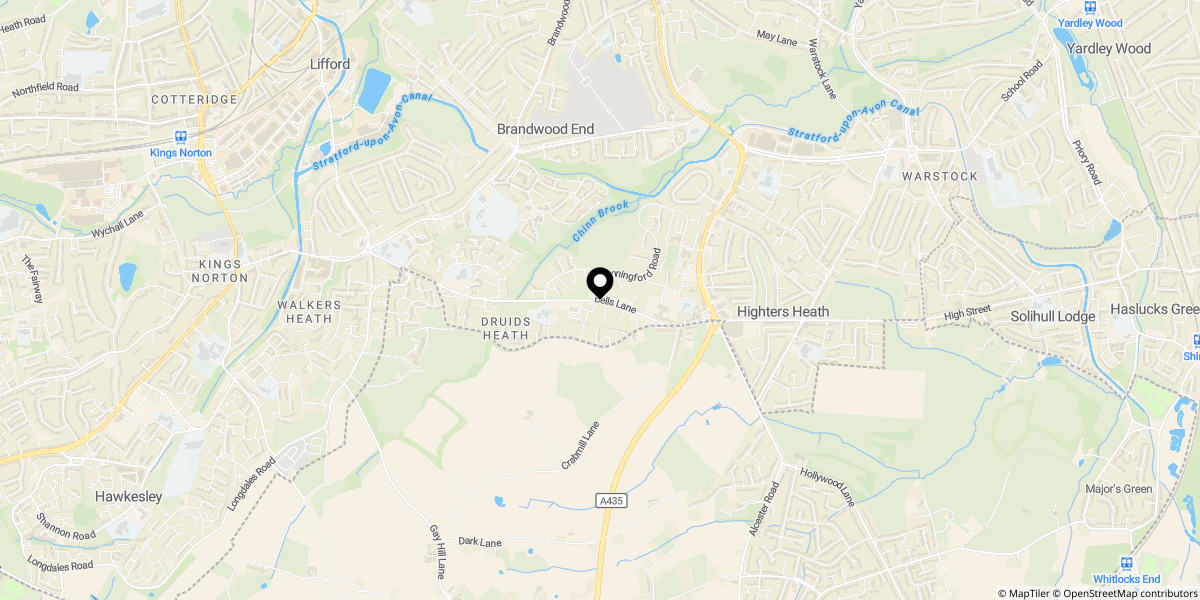 Approximate location of Easterton Croft, Druids Heath, Birmingham, B14 5PB