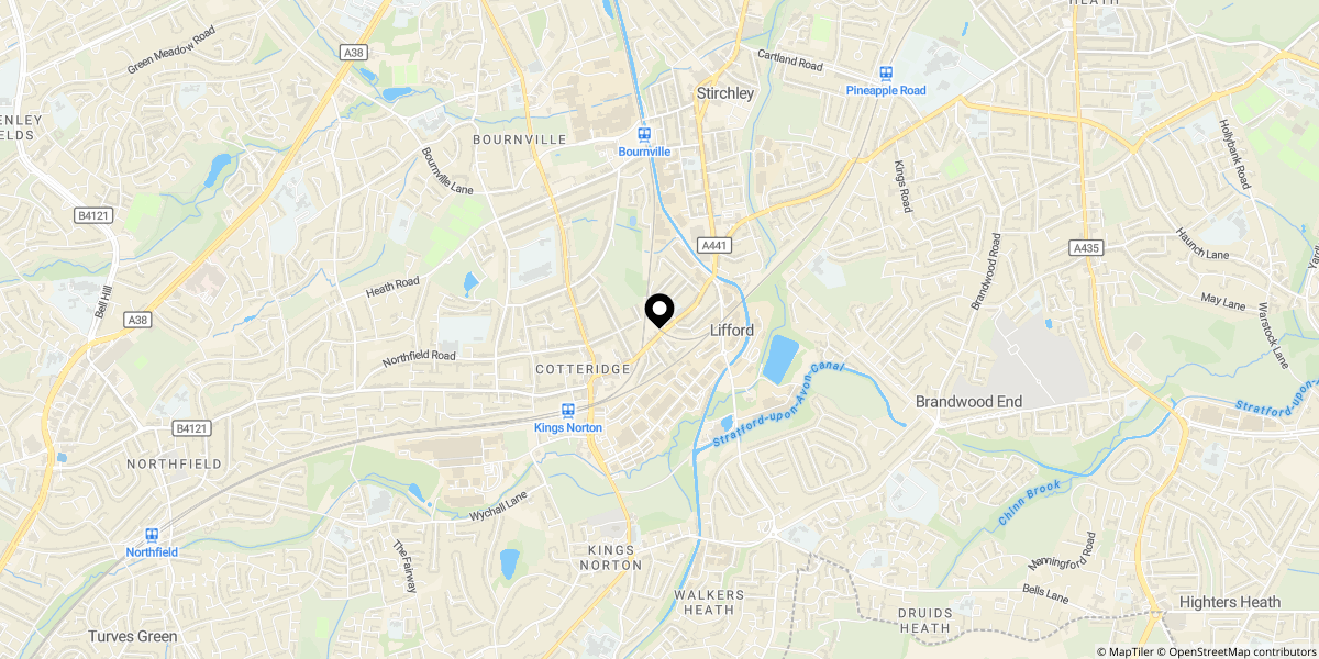Approximate location of Shirley Road, Cotteridge, Birmingham, B30 2JA