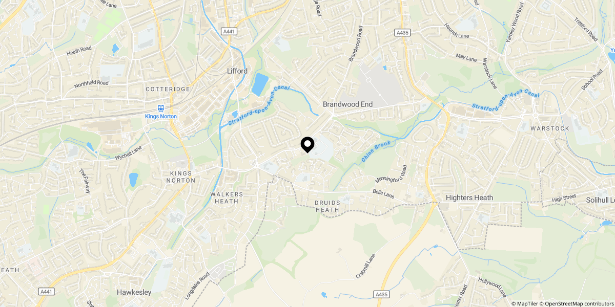 Approximate location of Monyhull Hall Road, Birmingham, B30 3QJ