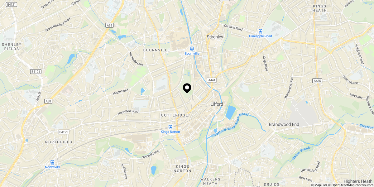 Approximate location of Heathcote Road, Birmingham, B30 2HU