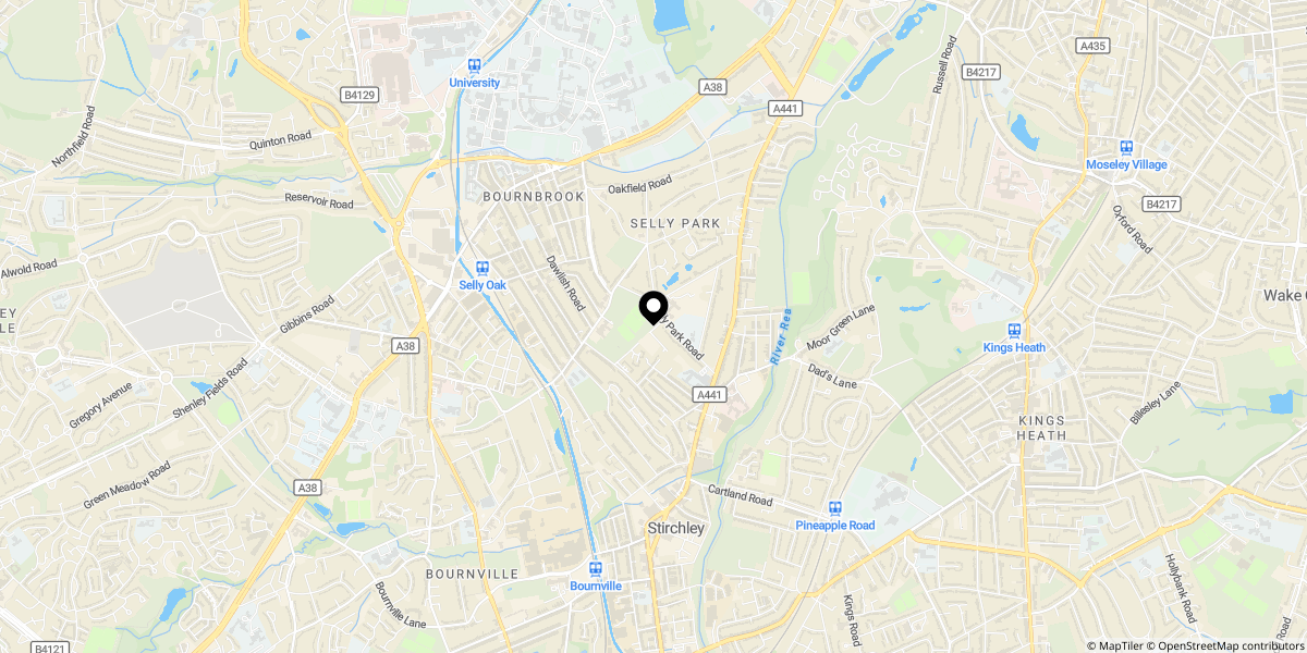 Approximate location of Lantern Close, Birmingham, B29 7RW